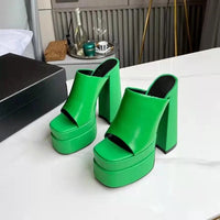 Sandales Femme Luxe à Talon Haut 15,5 cm – Mules Plateforme Carrée Style Designer Été | Fonleader XY-00019