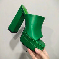 Sandales Femme Luxe à Talon Haut 15,5 cm – Mules Plateforme Carrée Style Designer Été | Fonleader XY-00019