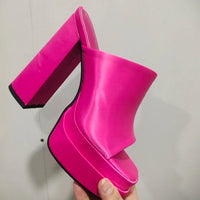 Sandales Femme Luxe à Talon Haut 15,5 cm – Mules Plateforme Carrée Style Designer Été | Fonleader XY-00019