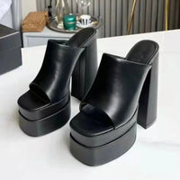 Escarpins Plateforme Femme à Lacets – Talon Haut 14 cm Style Chunky Open Toe en Cuir Véritable | Fonleader XY-19