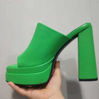 Sandales Femme Luxe à Talon Haut 15,5 cm – Mules Plateforme Carrée Style Designer Été | Fonleader XY-00019
