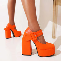 Sandales Femme à Plateforme Épaisse 14 cm – Talon Original | Fonleader HC-3578-5 – Orange, Blanc ou Noir