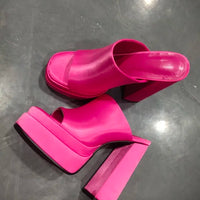 Sandales Femme Luxe à Talon Haut 15,5 cm – Mules Plateforme Carrée Style Designer Été | Fonleader XY-00019