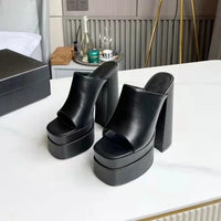 Sandales Femme Luxe à Talon Haut 15,5 cm – Mules Plateforme Carrée Style Designer Été | Fonleader XY-00019