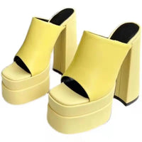 Escarpins Plateforme Femme à Lacets – Talon Haut 14 cm Style Chunky Open Toe en Cuir Véritable | Fonleader XY-19