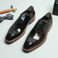 Fonleader Oxford – Chaussures Homme en Cuir Véritable Gravé