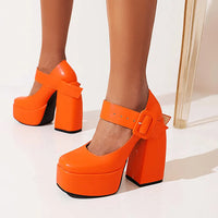 Sandales Femme à Plateforme Épaisse 14 cm – Talon Original | Fonleader HC-3578-5 – Orange, Blanc ou Noir