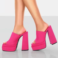 Sandales Femme Luxe à Talon Haut 15,5 cm – Mules Plateforme Carrée Style Designer Été | Fonleader XY-00019