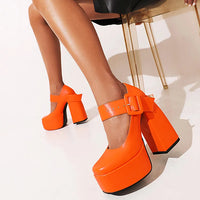 Sandales Femme à Plateforme Épaisse 14 cm – Talon Original | Fonleader HC-3578-5 – Orange, Blanc ou Noir