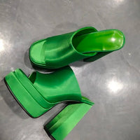 Sandales Femme Luxe à Talon Haut 15,5 cm – Mules Plateforme Carrée Style Designer Été | Fonleader XY-00019