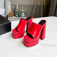 Sandales Femme Luxe à Talon Haut 15,5 cm – Mules Plateforme Carrée Style Designer Été | Fonleader XY-00019