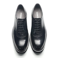 Chaussures Oxford Homme Élégantes en Cuir Véritable – Talon Réhaussant, Bout Rond, Style Bureau et Casual