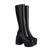Bottes Femme Hautes à Plateforme – Talon Ultra Haut 13 cm, Bout Rond, Style Sexy Hiver | Cdwkckrcyy C-7-2