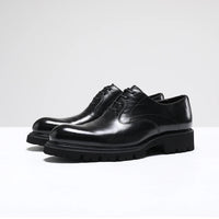 "Chaussures Homme Printemps & Automne – Richelieu en Cuir Véritable à Semelle Épaisse, Élégance Business & Casual