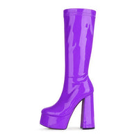 C240 Red Impact – Bottes Vernies à Talon Carré & Plateforme