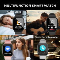 Montre connectée LAXASFIT 1,73” – Smartwatch unisexe avec cadrans personnalisables, suivi santé, Bluetooth, appels et notifications, compatible Android & iOS