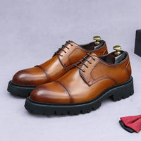 XXCZDOU, Chaussures Homme Rétro 2025 – Cuir Véritable de Luxe, Handmade, Style Britannique Élégant, Plateforme Confortable – Idéal Mariage & Soirée