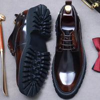 YETTIES Derby Classique – Chaussures Homme en Cuir Véritable