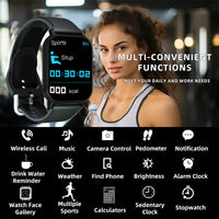 Montre connectée LAXASFIT 1,73” – Smartwatch unisexe avec cadrans personnalisables, suivi santé, Bluetooth, appels et notifications, compatible Android & iOS