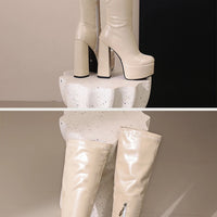 Bottes Femme Grande Taille à Talon Épais et Plateforme – FANAN AYY-A8-13 | Bottes Genou Élégantes & Sexy Automne