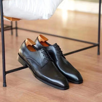 Chaussures habillées italiennes pour hommes – Luxe en cuir véritable, faites à la main, bout carré, lacets, idéales pour affaires et soirées
