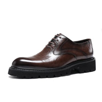"Chaussures Homme Printemps & Automne – Richelieu en Cuir Véritable à Semelle Épaisse, Élégance Business & Casual