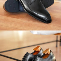 Chaussures habillées italiennes pour hommes – Luxe en cuir véritable, faites à la main, bout carré, lacets, idéales pour affaires et soirées