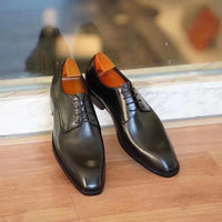 Chaussures habillées italiennes pour hommes – Luxe en cuir véritable, faites à la main, bout carré, lacets, idéales pour affaires et soirées