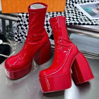 WAJAPAGG Allure 1082 – Bottes Genou Sexy à Talon Carré et Plateforme