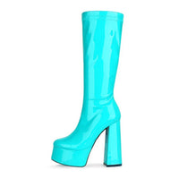 C240 Red Impact – Bottes Vernies à Talon Carré & Plateforme