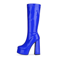 C240 Red Impact – Bottes Vernies à Talon Carré & Plateforme