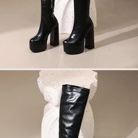 Bottes Femme Grande Taille à Talon Épais et Plateforme – FANAN AYY-A8-13 | Bottes Genou Élégantes & Sexy Automne
