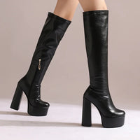Bottes Femme Grande Taille à Talon Épais et Plateforme – FANAN AYY-A8-13 | Bottes Genou Élégantes & Sexy Automne