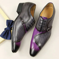 YAOLIDA Men's Shoes - Genuine Leather Oxford with Side Buckle