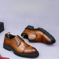 XXCZDOU, Chaussures Homme Rétro 2025 – Cuir Véritable de Luxe, Handmade, Style Britannique Élégant, Plateforme Confortable – Idéal Mariage & Soirée