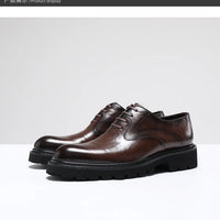 "Chaussures Homme Printemps & Automne – Richelieu en Cuir Véritable à Semelle Épaisse, Élégance Business & Casual