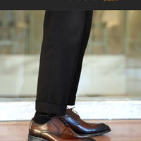 Chaussures habillées italiennes pour hommes – Luxe en cuir véritable, faites à la main, bout carré, lacets, idéales pour affaires et soirées
