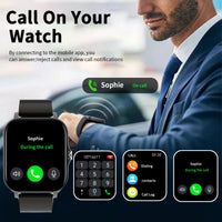 Montre connectée unisexe – Appels sans fil, notifications d’applications multiples, smartwatch sportive compatible iPhone et Android