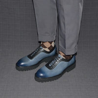 Chaussures Oxford Homme Élégantes en Cuir Véritable – Talon Réhaussant, Bout Rond, Style Bureau et Casual