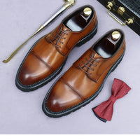 XXCZDOU, Chaussures Homme Rétro 2025 – Cuir Véritable de Luxe, Handmade, Style Britannique Élégant, Plateforme Confortable – Idéal Mariage & Soirée