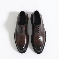 "Chaussures Homme Printemps & Automne – Richelieu en Cuir Véritable à Semelle Épaisse, Élégance Business & Casual
