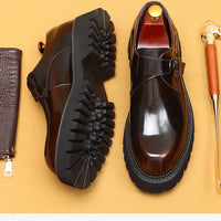 Men's Oxford & Derby - British Genuine Leather Shoes, Thick Sole, Elegant Business & Casual