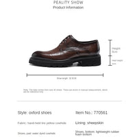 "Chaussures Homme Printemps & Automne – Richelieu en Cuir Véritable à Semelle Épaisse, Élégance Business & Casual