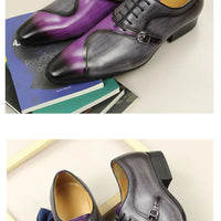 YAOLIDA Men's Shoes - Genuine Leather Oxford with Side Buckle