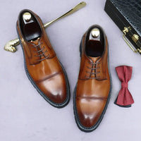 XXCZDOU, Chaussures Homme Rétro 2025 – Cuir Véritable de Luxe, Handmade, Style Britannique Élégant, Plateforme Confortable – Idéal Mariage & Soirée