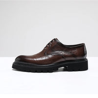 "Chaussures Homme Printemps & Automne – Richelieu en Cuir Véritable à Semelle Épaisse, Élégance Business & Casual