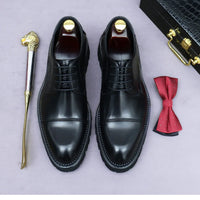 XXCZDOU, Chaussures Homme Rétro 2025 – Cuir Véritable de Luxe, Handmade, Style Britannique Élégant, Plateforme Confortable – Idéal Mariage & Soirée