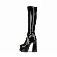 C240 Red Impact – Bottes Vernies à Talon Carré & Plateforme