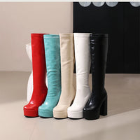 Bottes Femme Grande Taille à Talon Épais et Plateforme – FANAN AYY-A8-13 | Bottes Genou Élégantes & Sexy Automne