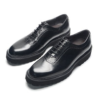 Chaussures Oxford Homme Élégantes en Cuir Véritable – Talon Réhaussant, Bout Rond, Style Bureau et Casual